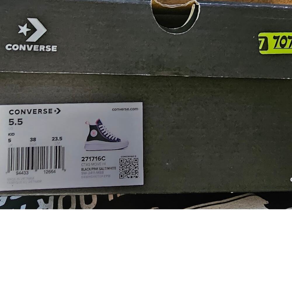 Converse CTAS Move Canvas  HI Top Sneakers Women's  7.5 Black Pink  271716C NEW - Picture 7 of 7
